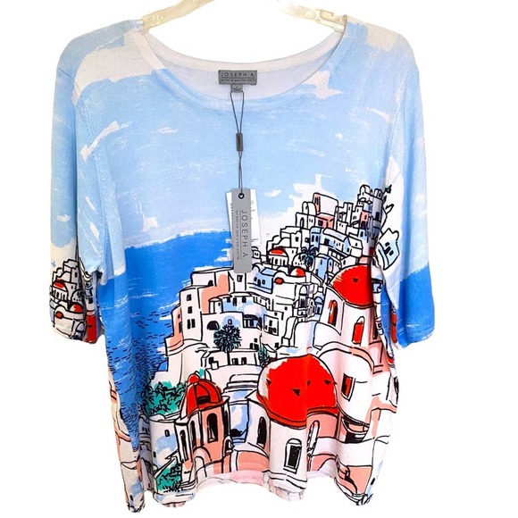 Joseph Abboud Tops - NWT Joseph A. Lighweight Fall knit Greece Graphic Top Sz L travel light